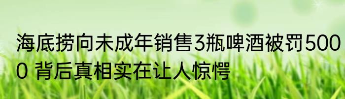 海底捞向未成年销售3瓶啤酒被罚5000 背后真相实在让人惊愕