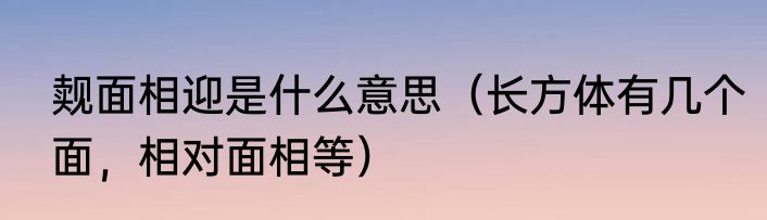 觌面相迎是什么意思（长方体有几个面，相对面相等）