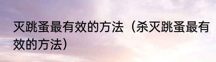 灭跳蚤最有效的方法（杀灭跳蚤最有效的方法）