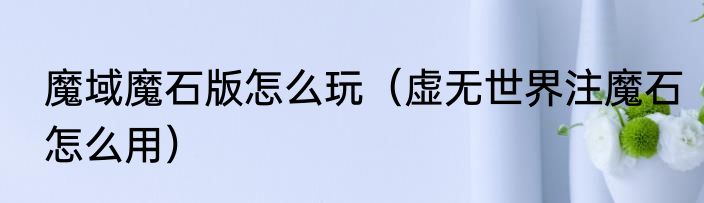 魔域魔石版怎么玩（虚无世界注魔石怎么用）