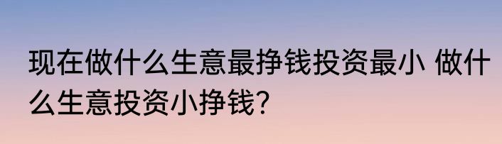 现在做什么生意最挣钱投资最小 做什么生意投资小挣钱？
