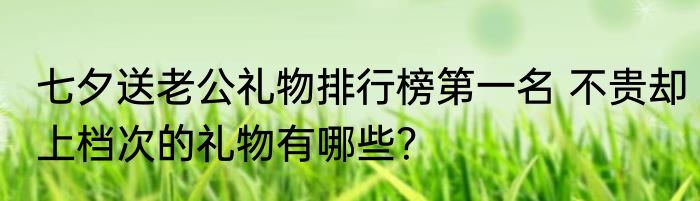 七夕送老公礼物排行榜第一名 不贵却上档次的礼物有哪些？