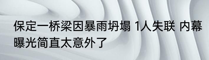 保定一桥梁因暴雨坍塌 1人失联 内幕曝光简直太意外了