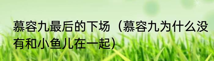 慕容九最后的下场（慕容九为什么没有和小鱼儿在一起）