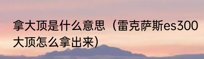拿大顶是什么意思（雷克萨斯es300大顶怎么拿出来）