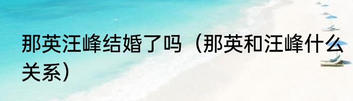 那英汪峰结婚了吗（那英和汪峰什么关系）