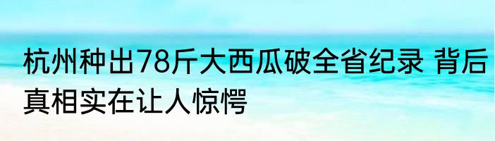 杭州种出78斤大西瓜破全省纪录 背后真相实在让人惊愕
