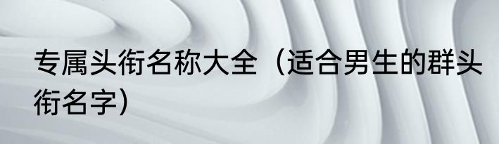 专属头衔名称大全（适合男生的群头衔名字）