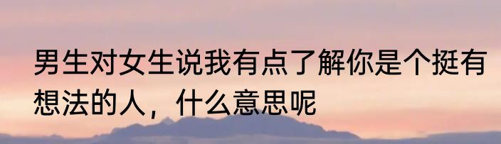 男生对女生说我有点了解你是个挺有想法的人，什么意思呢