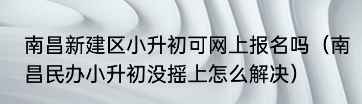 南昌新建区小升初可网上报名吗（南昌民办小升初没摇上怎么解决）