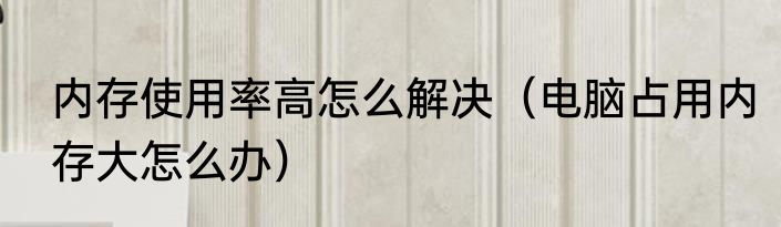 内存使用率高怎么解决（电脑占用内存大怎么办）