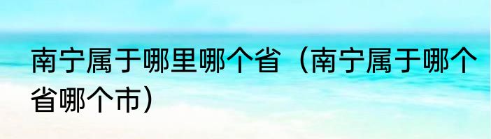 南宁属于哪里哪个省（南宁属于哪个省哪个市）