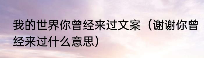 我的世界你曾经来过文案（谢谢你曾经来过什么意思）