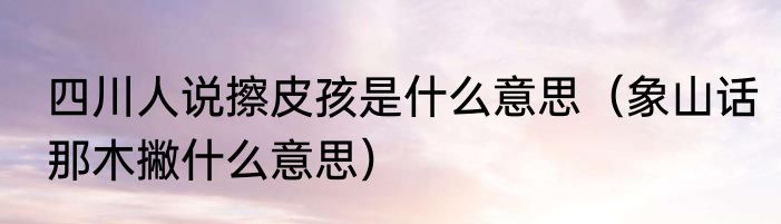 四川人说擦皮孩是什么意思（象山话那木撇什么意思）