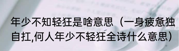 年少不知轻狂是啥意思（一身疲惫独自扛,何人年少不轻狂全诗什么意思）