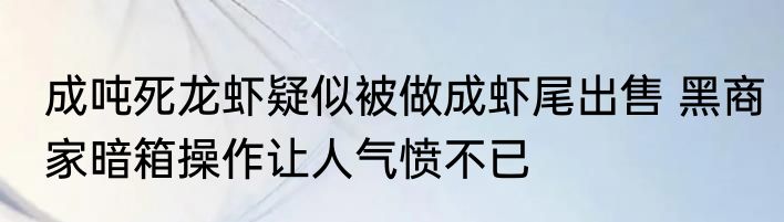 成吨死龙虾疑似被做成虾尾出售 黑商家暗箱操作让人气愤不已
