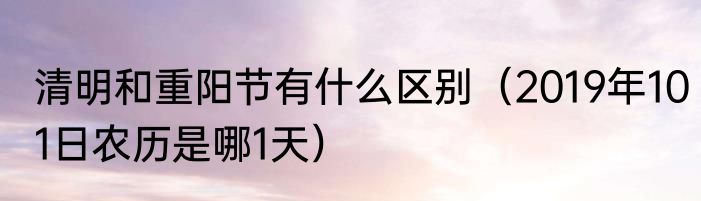 清明和重阳节有什么区别（2019年101日农历是哪1天）