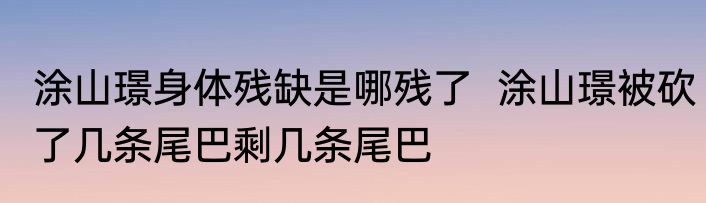 涂山璟身体残缺是哪残了  涂山璟被砍了几条尾巴剩几条尾巴