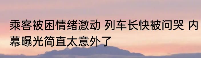 乘客被困情绪激动 列车长快被问哭 内幕曝光简直太意外了