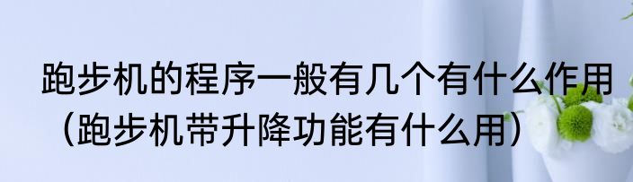 跑步机的程序一般有几个有什么作用（跑步机带升降功能有什么用）