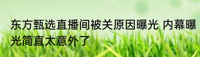 东方甄选直播间被关原因曝光 内幕曝光简直太意外了