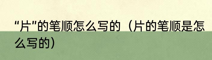 “片”的笔顺怎么写的（片的笔顺是怎么写的）