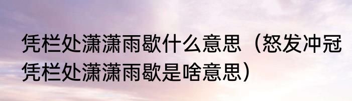 凭栏处潇潇雨歇什么意思（怒发冲冠凭栏处潇潇雨歇是啥意思）