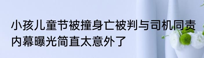 小孩儿童节被撞身亡被判与司机同责 内幕曝光简直太意外了