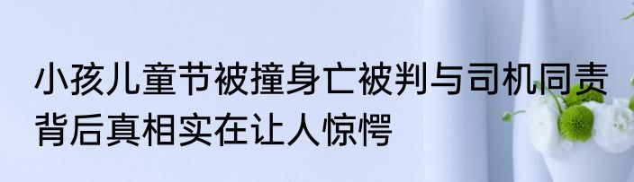 小孩儿童节被撞身亡被判与司机同责 背后真相实在让人惊愕