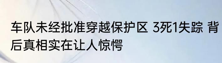 车队未经批准穿越保护区 3死1失踪 背后真相实在让人惊愕