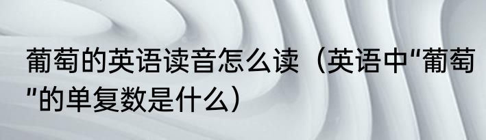 葡萄的英语读音怎么读（英语中“葡萄”的单复数是什么）