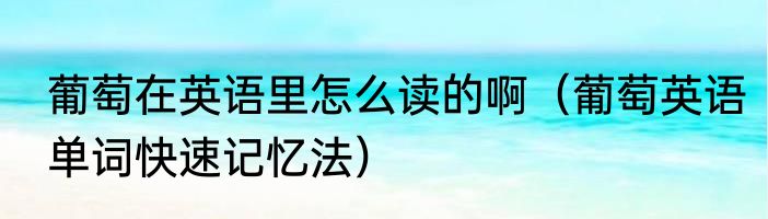 葡萄在英语里怎么读的啊（葡萄英语单词快速记忆法）