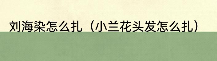 刘海染怎么扎（小兰花头发怎么扎）