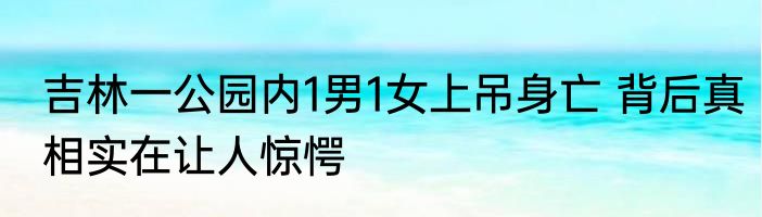吉林一公园内1男1女上吊身亡 背后真相实在让人惊愕