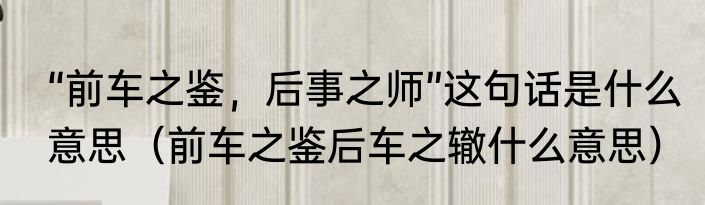 “前车之鉴，后事之师”这句话是什么意思（前车之鉴后车之辙什么意思）