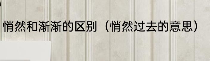 悄然和渐渐的区别（悄然过去的意思）
