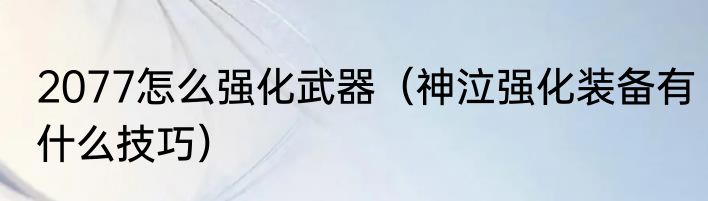 2077怎么强化武器（神泣强化装备有什么技巧）