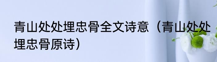 青山处处埋忠骨全文诗意（青山处处埋忠骨原诗）