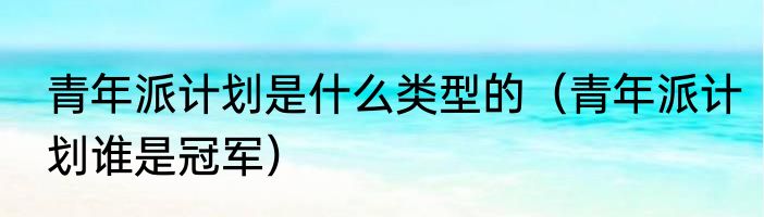 青年派计划是什么类型的（青年派计划谁是冠军）
