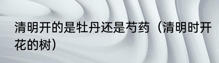 清明开的是牡丹还是芍药（清明时开花的树）