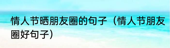 情人节晒朋友圈的句子（情人节朋友圈好句子）
