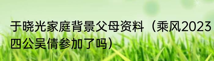 于晓光家庭背景父母资料（乘风2023四公吴倩参加了吗）