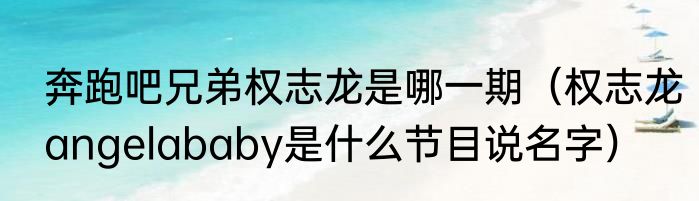 奔跑吧兄弟权志龙是哪一期（权志龙angelababy是什么节目说名字）