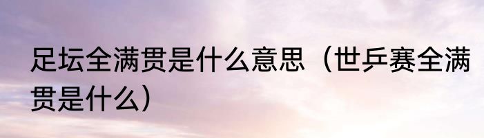 足坛全满贯是什么意思（世乒赛全满贯是什么）