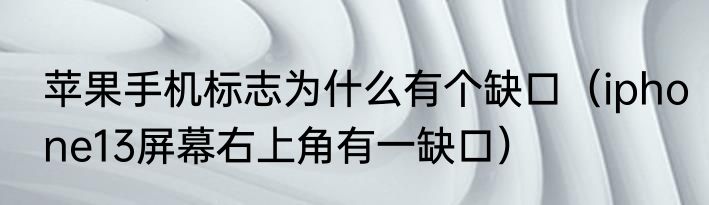 苹果手机标志为什么有个缺口（iphone13屏幕右上角有一缺口）