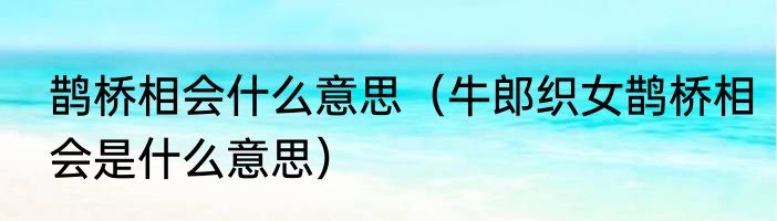鹊桥相会什么意思（牛郎织女鹊桥相会是什么意思）