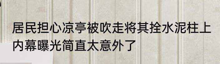 居民担心凉亭被吹走将其拴水泥柱上 内幕曝光简直太意外了
