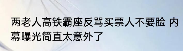 两老人高铁霸座反骂买票人不要脸 内幕曝光简直太意外了