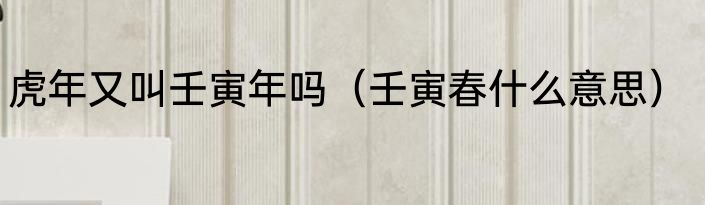 虎年又叫壬寅年吗（壬寅春什么意思）