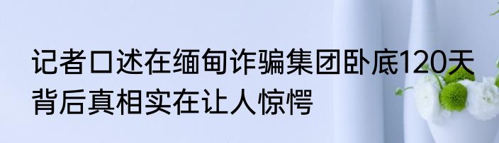 记者口述在缅甸诈骗集团卧底120天 背后真相实在让人惊愕